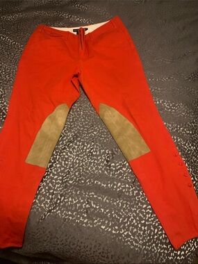 Ralph Lauren Orange Straight-Leg Jeans with Suede Knee Patch